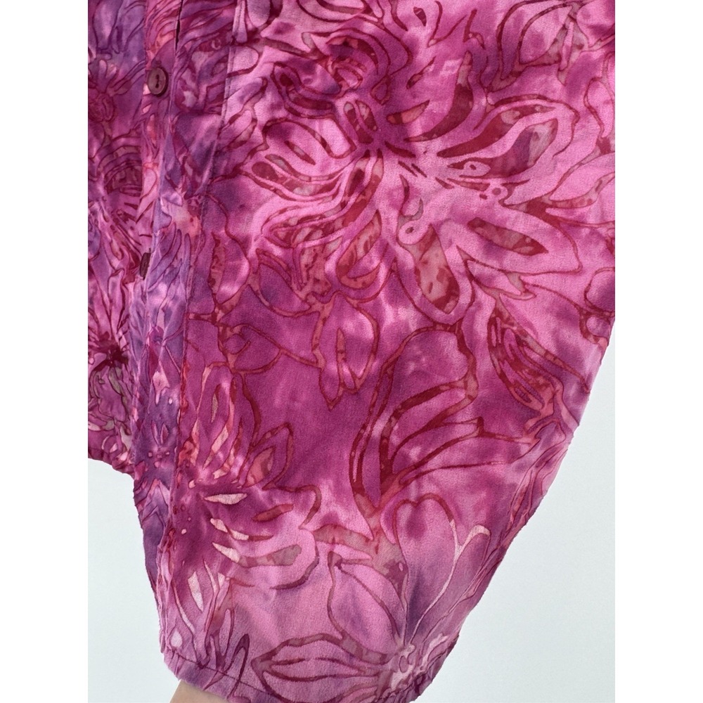 Catherines Top Purple and Pink Floral Print Stretchy Tunic Top - Picture 3 of 8